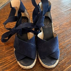 Vince navy blue wedges